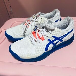 Asics White and Blue Sneakers pickleball